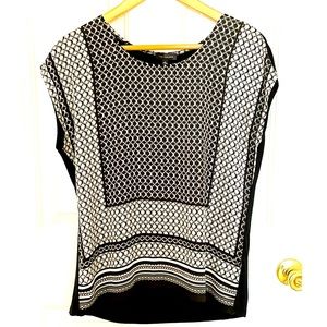 The Limited Black and White, Mixed-media Geometric Blouse - Sz S